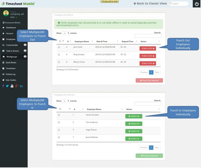 workgroup punch construction team timekeeping tool